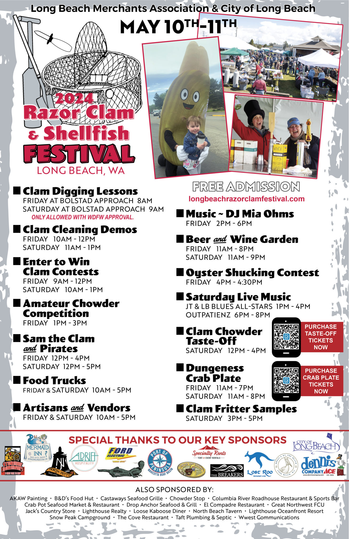 Event Schedule Long Beach Razor Clam Festival